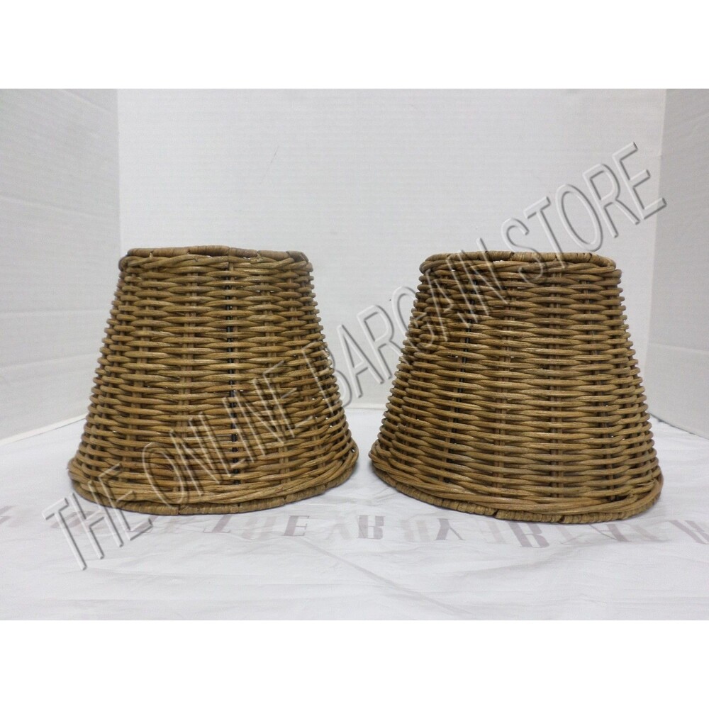 2 Pottery Barn Woven Wicker Kitchen Bath Track Light Lamp sconce SHADES nautical